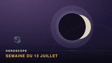 Roue zodiacale dorée avec les positions des planètes de la semaine du 13 juillet 2026 sur fond nocturne