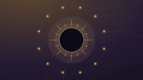 Couronne solaire rayonnante entourée d'un anneau de douze points dorés