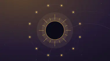 Couronne solaire rayonnante entourée d'un anneau de douze points dorés