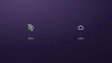 La Vierge côté faire, la Balance côté relier, séparées par un fil