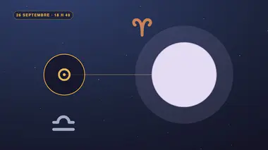 Pleine lune claire sous le glyphe du Bélier, Soleil en Balance en face