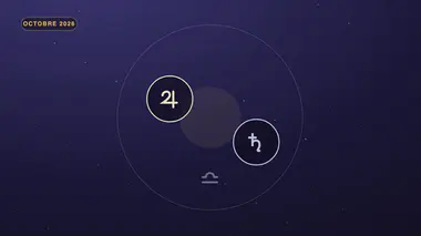 Jupiter et Saturne sur une roue, mention Octobre 2026
